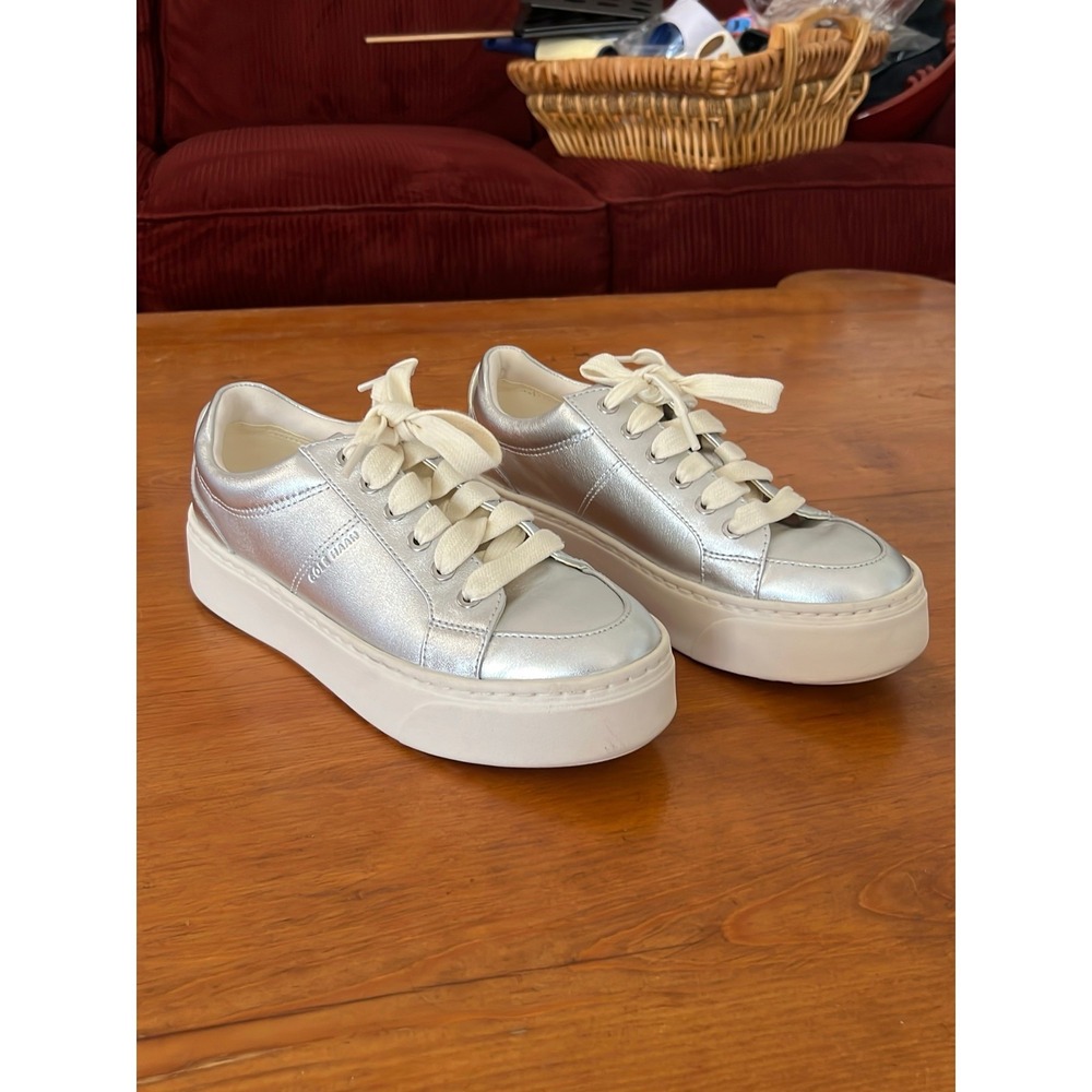 Cole Haan GrandPro Max Women's Silver Leather Sneakers Size 8 Low Top Athletic